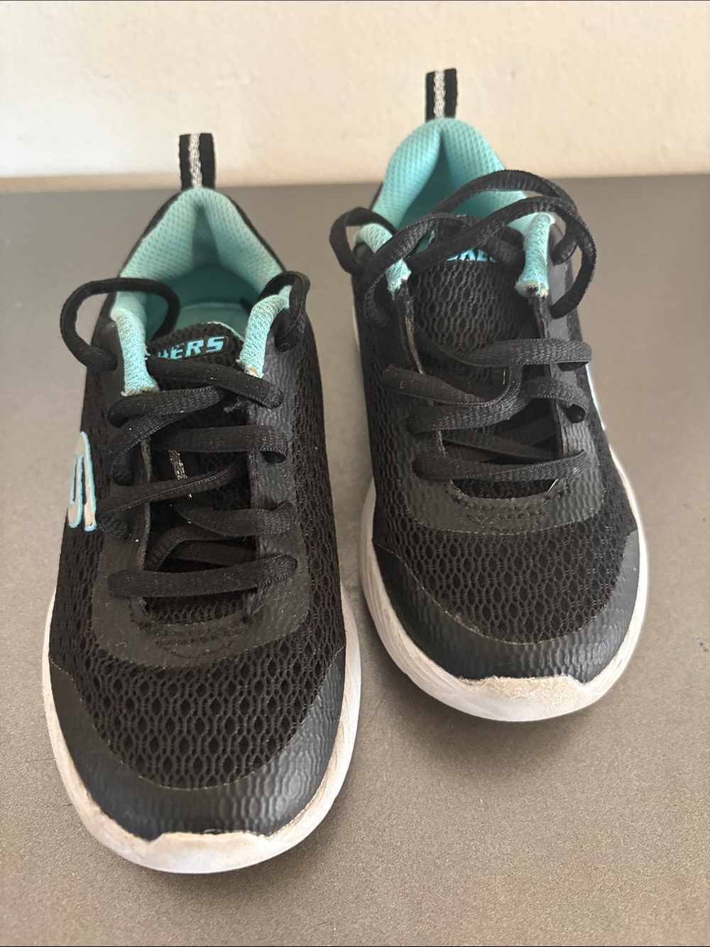 Skechers Kids Black & Teal Athletic Sneakers